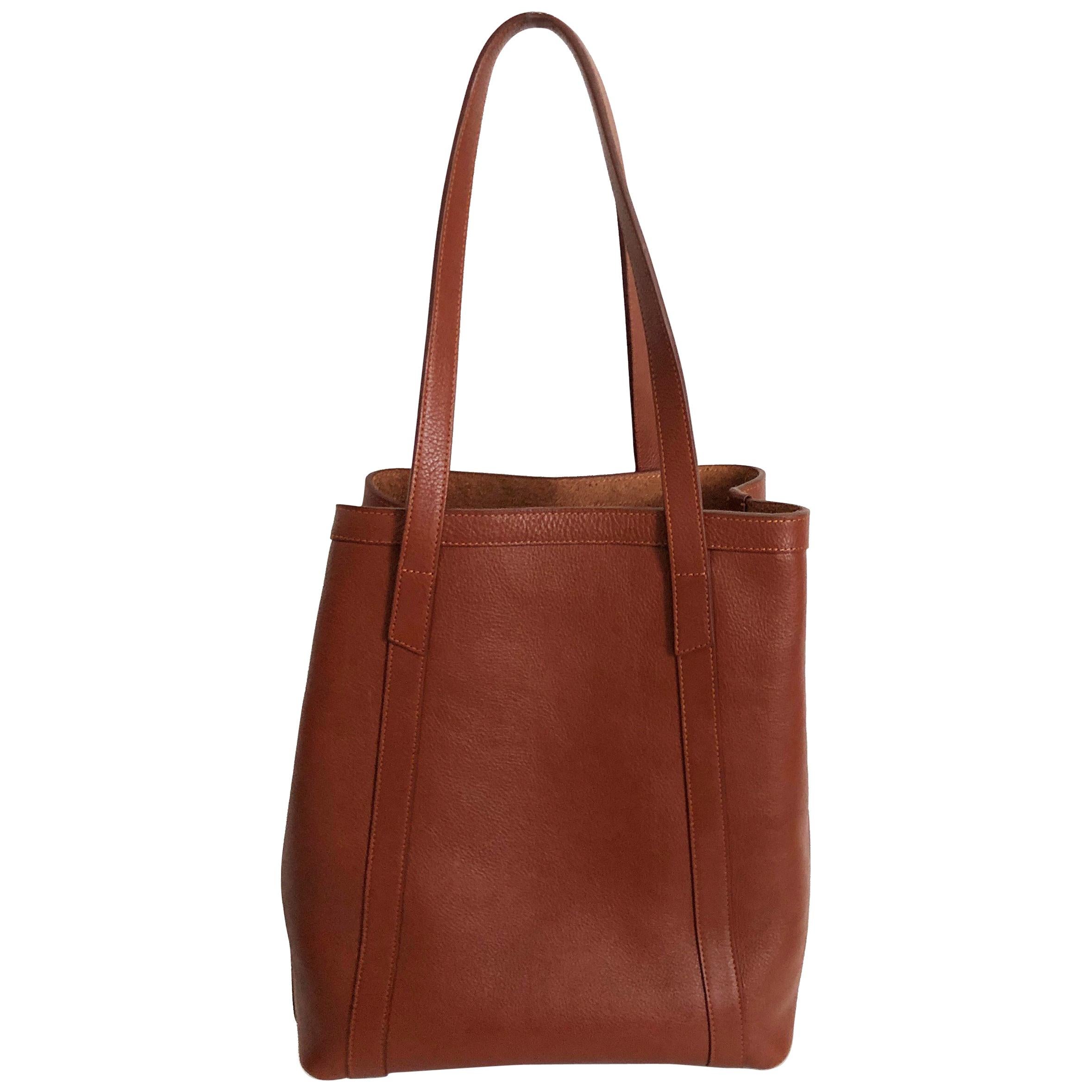 Lotuff Leather Angle Tote Bag Saddle Tan XL Travel Bag 