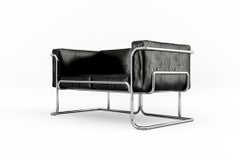Lotus 2 Seat Sofa - Modern Handcrafted Black Leather Sofa with Steel Legs