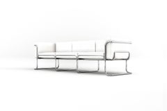 Lotus 3 Seat Sofa - Modern Handcrafted White Leather Sofa with Steel Legs