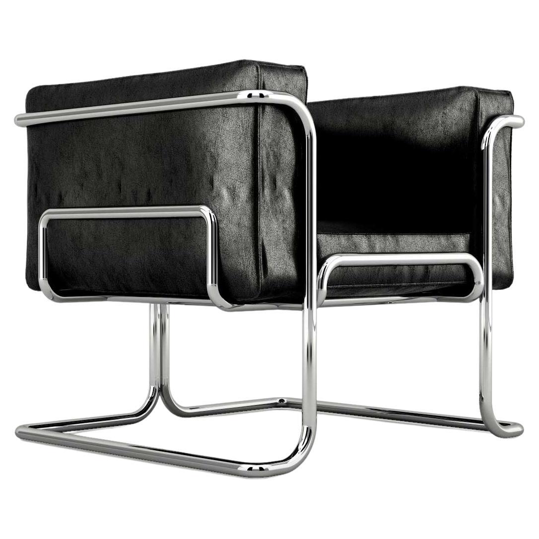 Lotus 3 Seat Sofa Modern black leather sofa with stainless steel legs