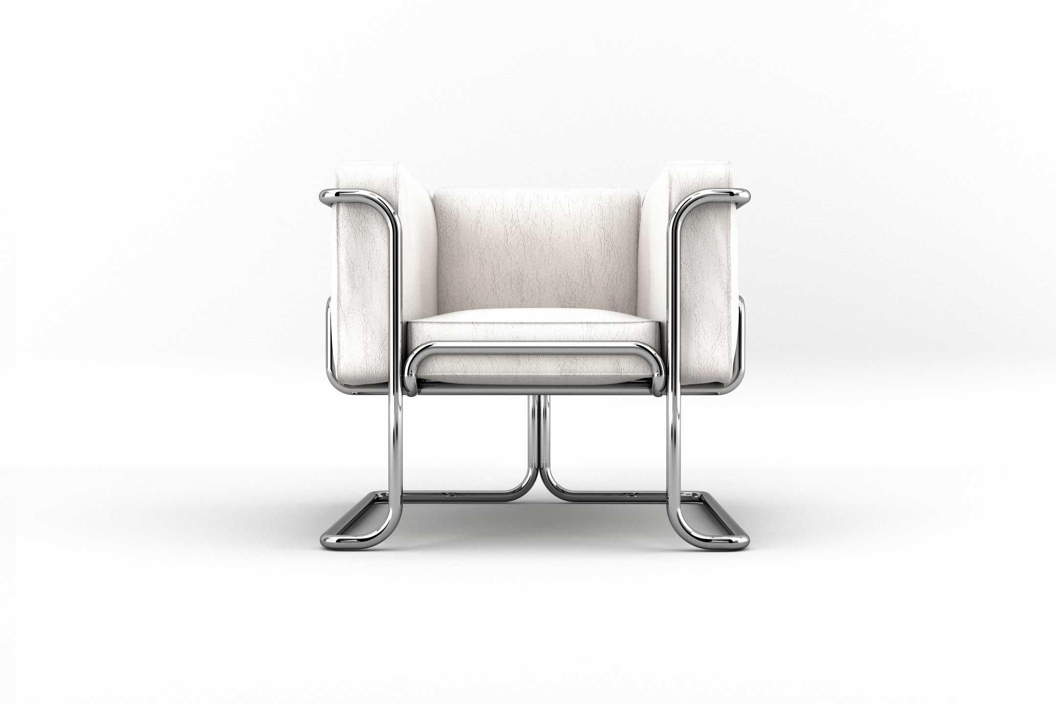 The Lotus collection was created as a reference of elegance and etiquette, imbuing its design of a magnetic personality with its geometrical beauty. Its structure is shaped from curved metal tubes with an upholstered leather seat and back which can