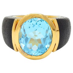 Lotus Arts de Vivre Schwebender Cocktailring, 11,95 CT Topas Holz 18 Karat Gold