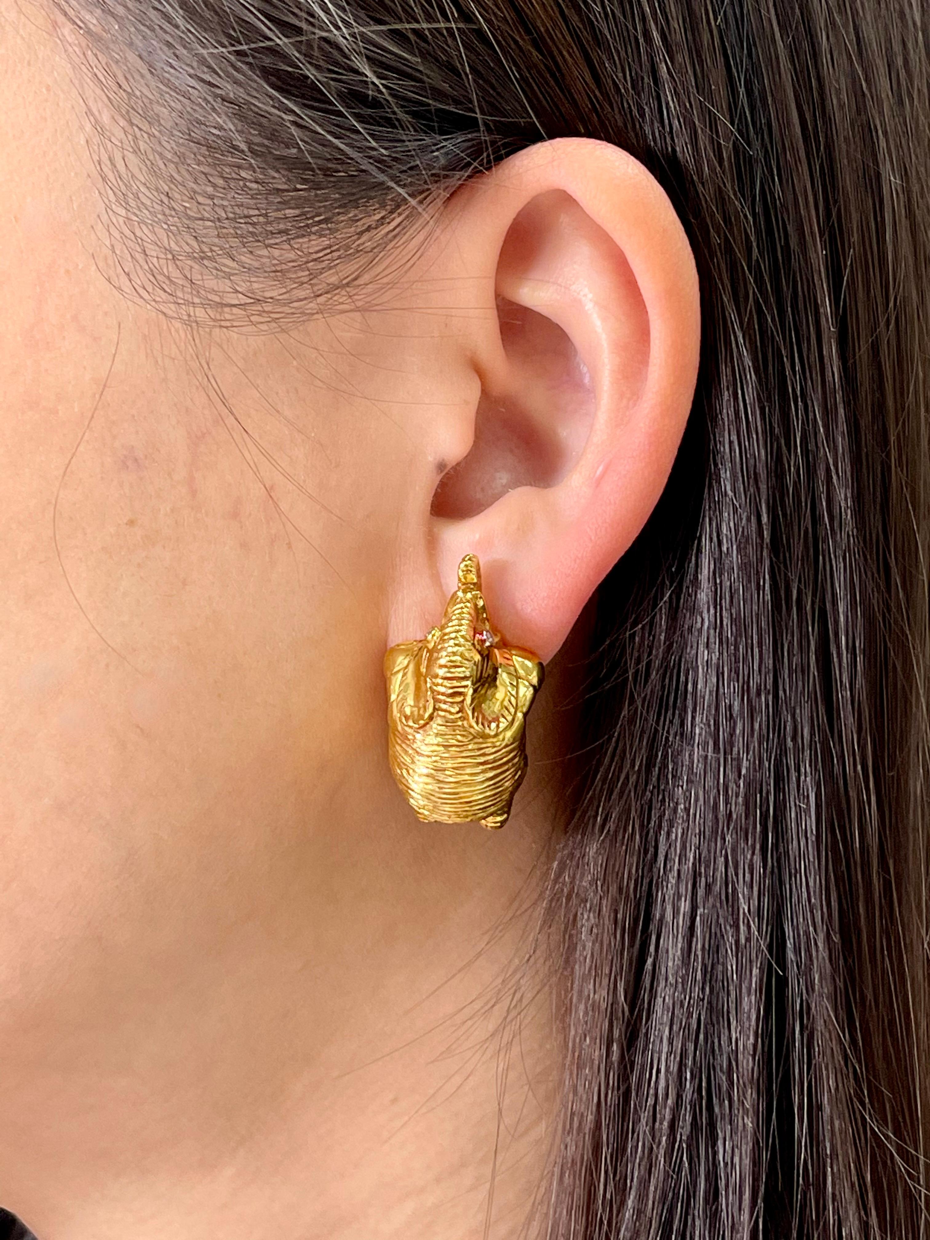 wood elephant earrings