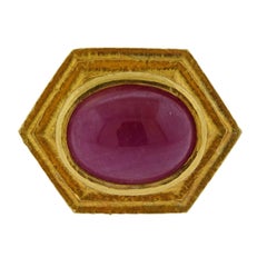 Lotus Arts de Vivre 22 Karat Gold Ruby Emerald Cocktail Ring