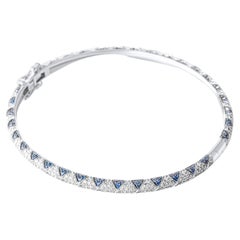 Lotus Bangle Bracelet with Sapphire Petals and Pave Diamonds, All Around