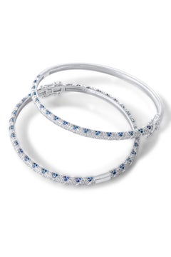 Lotus Lotus-Armreif mit Saphirblättern und Pavé-Diamanten, halber Weg