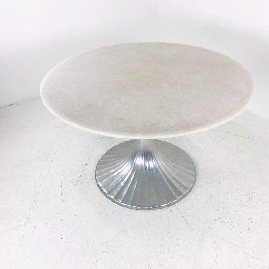Hollywood Regency Lotus Base Dining Table with Quartz Top