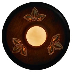 Lotus — Blackened Teak Carved Wall Sconce by Evam