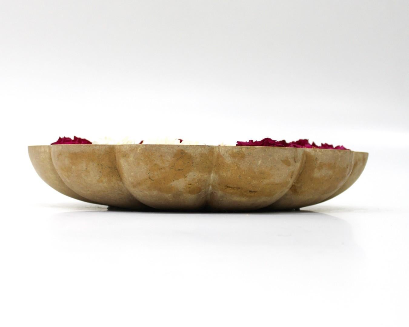 Other Lotus Bowl in Jaisalmer Stone Handcrafted in India by Stephanie Odegard For Sale