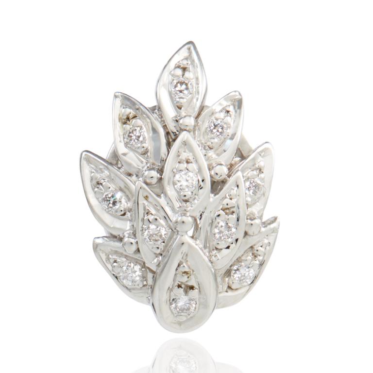 Lotus bud studs in 18 carat white gold with pavé set diamonds. With post and butterfly fittings. Please note this item is made to order and a similar but not identical piece can be made. Allow four weeks to delivery.

Esther Eyre has been designing