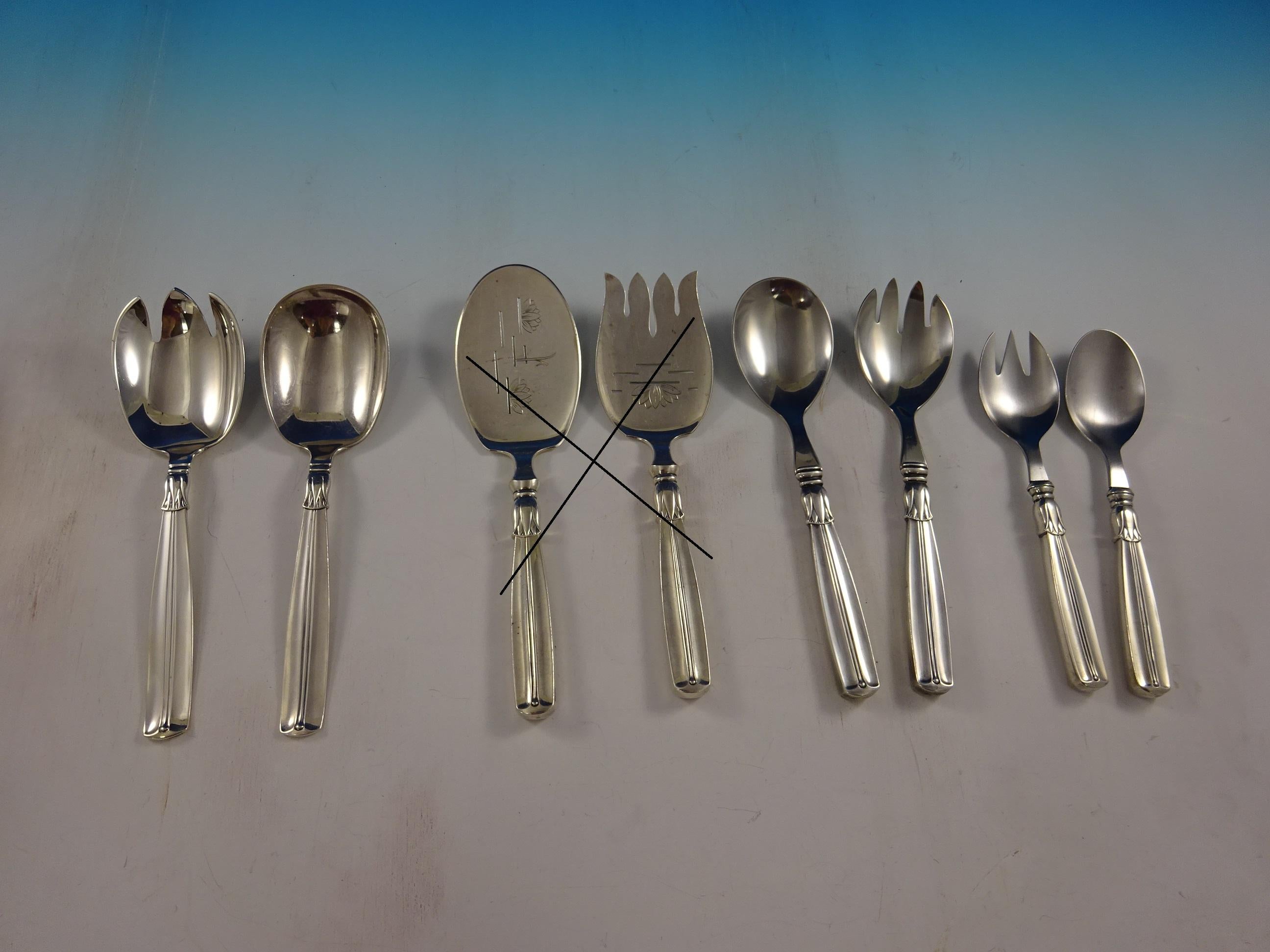 Scandinavian Modern Lotus by Sorensen Danish Sterling Silver Flatware Special Lot