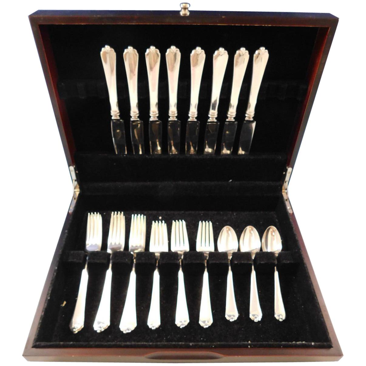 Lotus by Watson-Wallace Sterling Silver Flatware Service for 8 Set 32 pieces