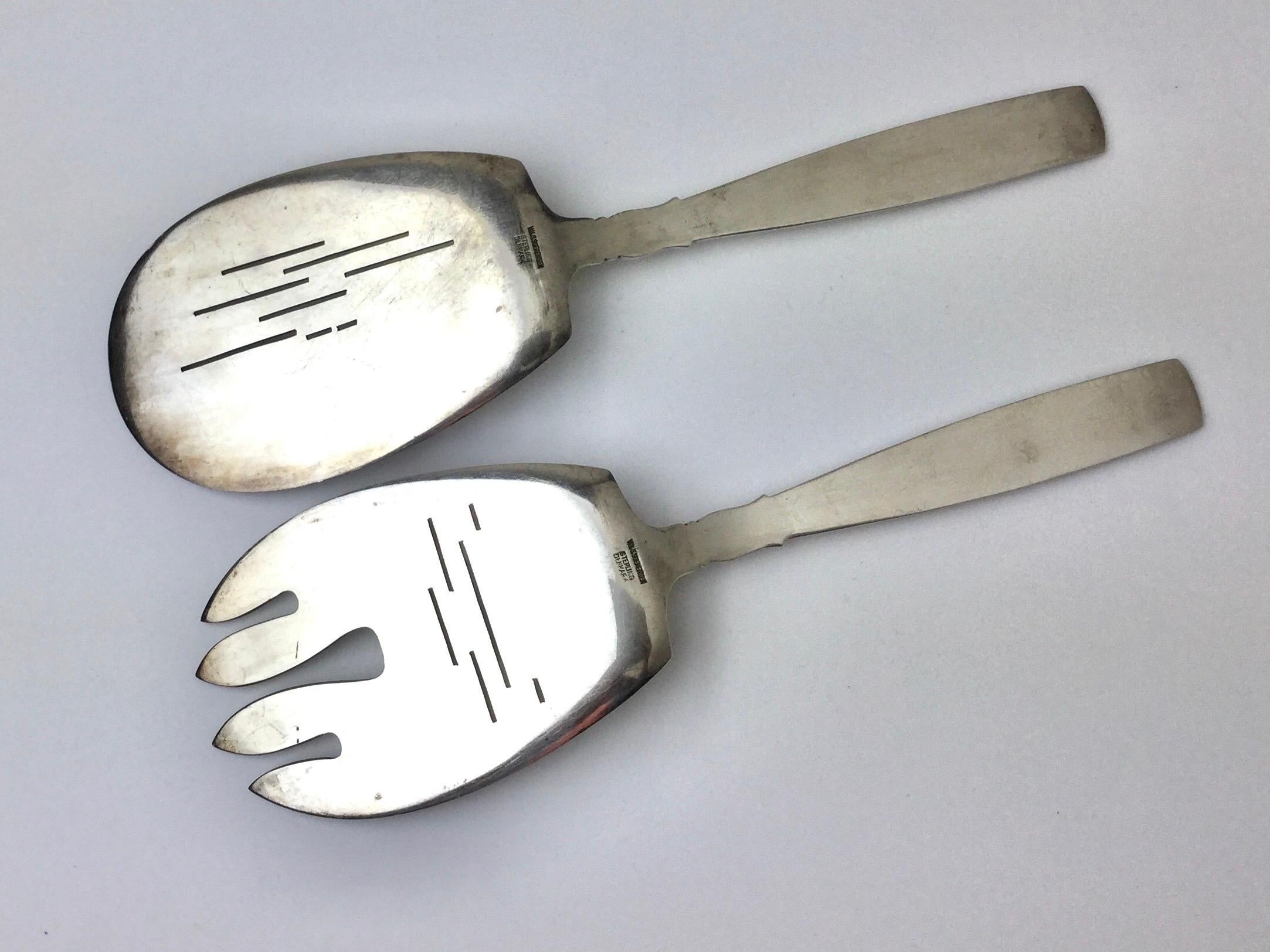 20th Century Lotus by W&S Soerensen Denmark Sterling Silver Fish Serving Set 2-Piece For Sale
