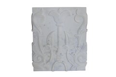 Lotus carved Pedestal in White Marble Handcrafted in India by Stephanie Odegard
