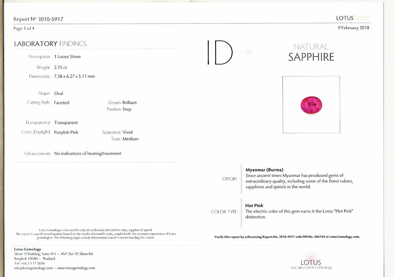 Lotus Certified 2.15 Carat Burma Pink Sapphire Flower Ring 1