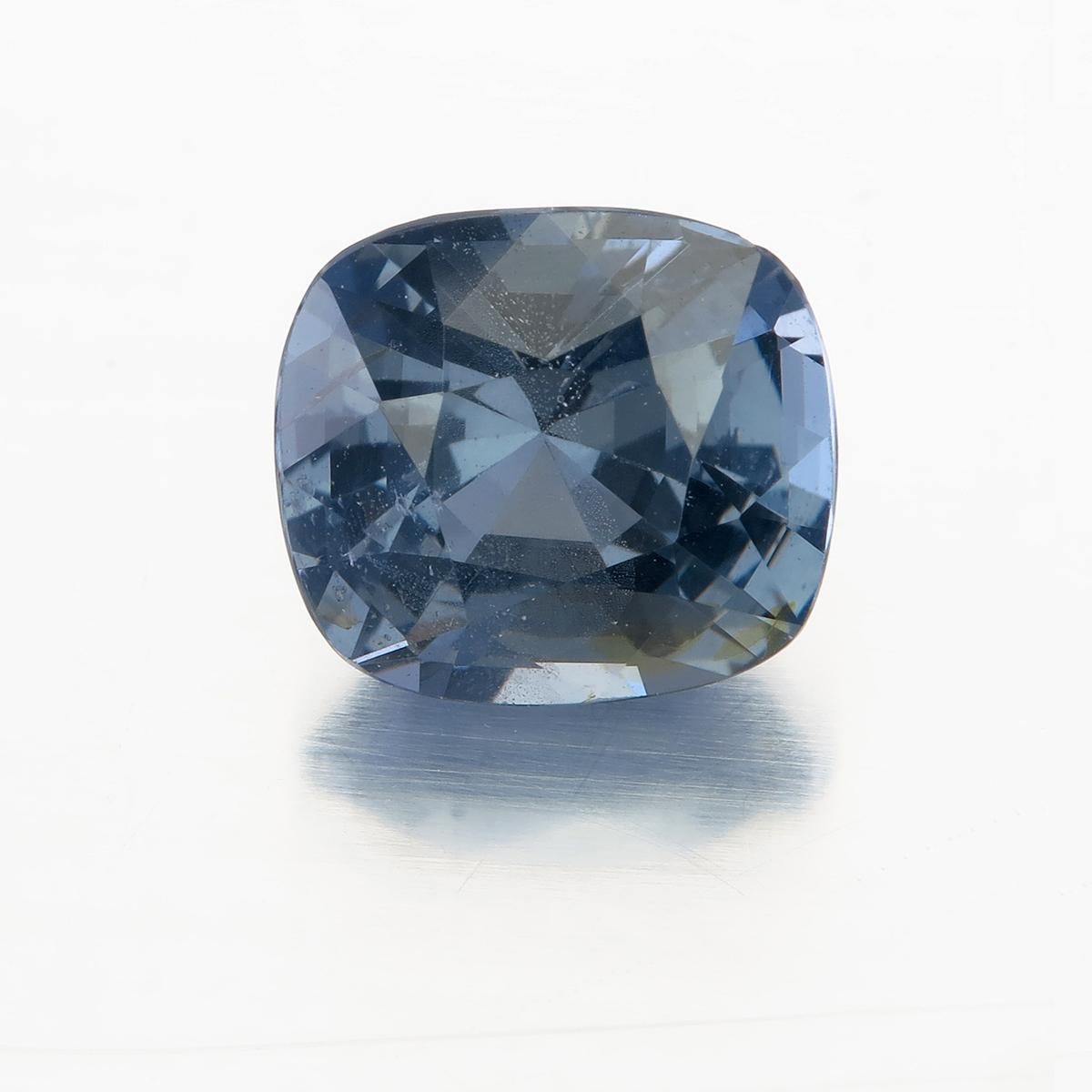 3.41 carat Gray Spinel from Sri Lanka (Ceylon)
Lotus certified: 1468-8312
Shape: Antique Cushion
Cutting style: Faceted, Crown Brilliant, Pavilion: Modified Step
Color: Gray low saturation with a medium-deep tone.
Dimensions: 9.33 x 8.44 x 6.01