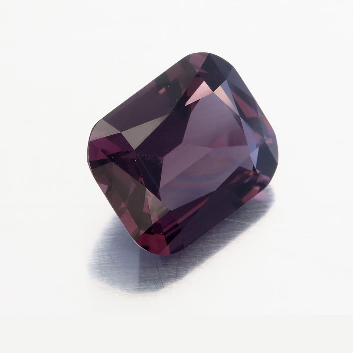 Antique Cushion Cut Lotus Certified 3.56 Carat Purple Spinel from Sri Lanka For Sale