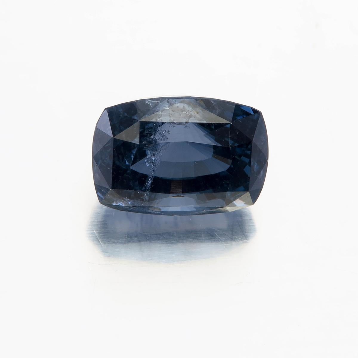 3.72 Carat Blue Spinel 
Shape: Antique Cushion
Faceted
Dimensions: 9.63 x 7.09 x 6.51 mm
Weight: 3.72 Carat
No Heat or treatment
Lotus report: 4093-7832