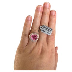 Lotus Certified 4 Carat Heart Shape Pink Spinel diamond Ring