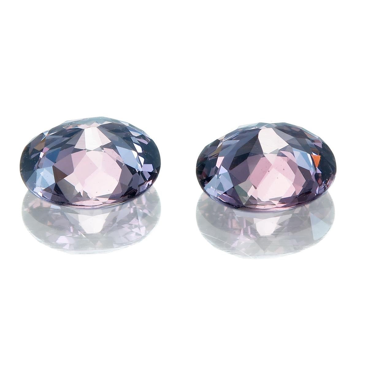 Lotus Certified 5.09 Carat Pair Purple Spinel No Heat Ceylon In New Condition In Hua Hin, TH