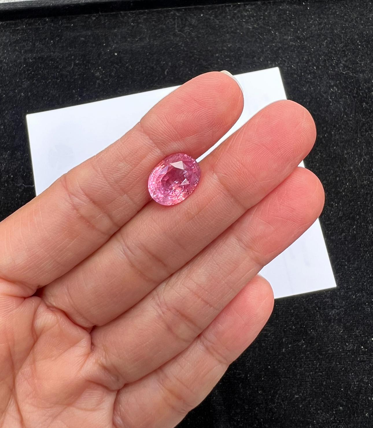Oval Cut Lotus Certified 8.25 Carat Padparadscha Sapphire  For Sale