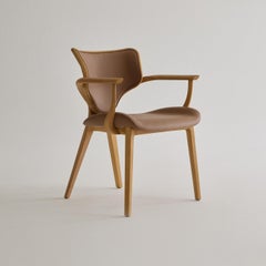 Silla Lotus, silla de madera maciza con reposabrazos, de nogal y mimbre hexagonal, de Simonini