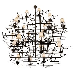 Lotus Chandelier in Bronze with Light Shades