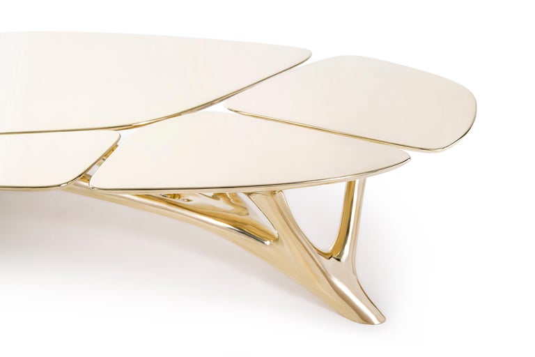 Lotus Coffee Table Polished Brass by Zhipeng Tan In New Condition For Sale In Beverly Hills, CA