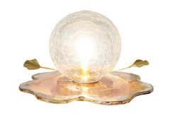 "Lotus" Contemporary Table lamp, art Silvered Glass, melted brass