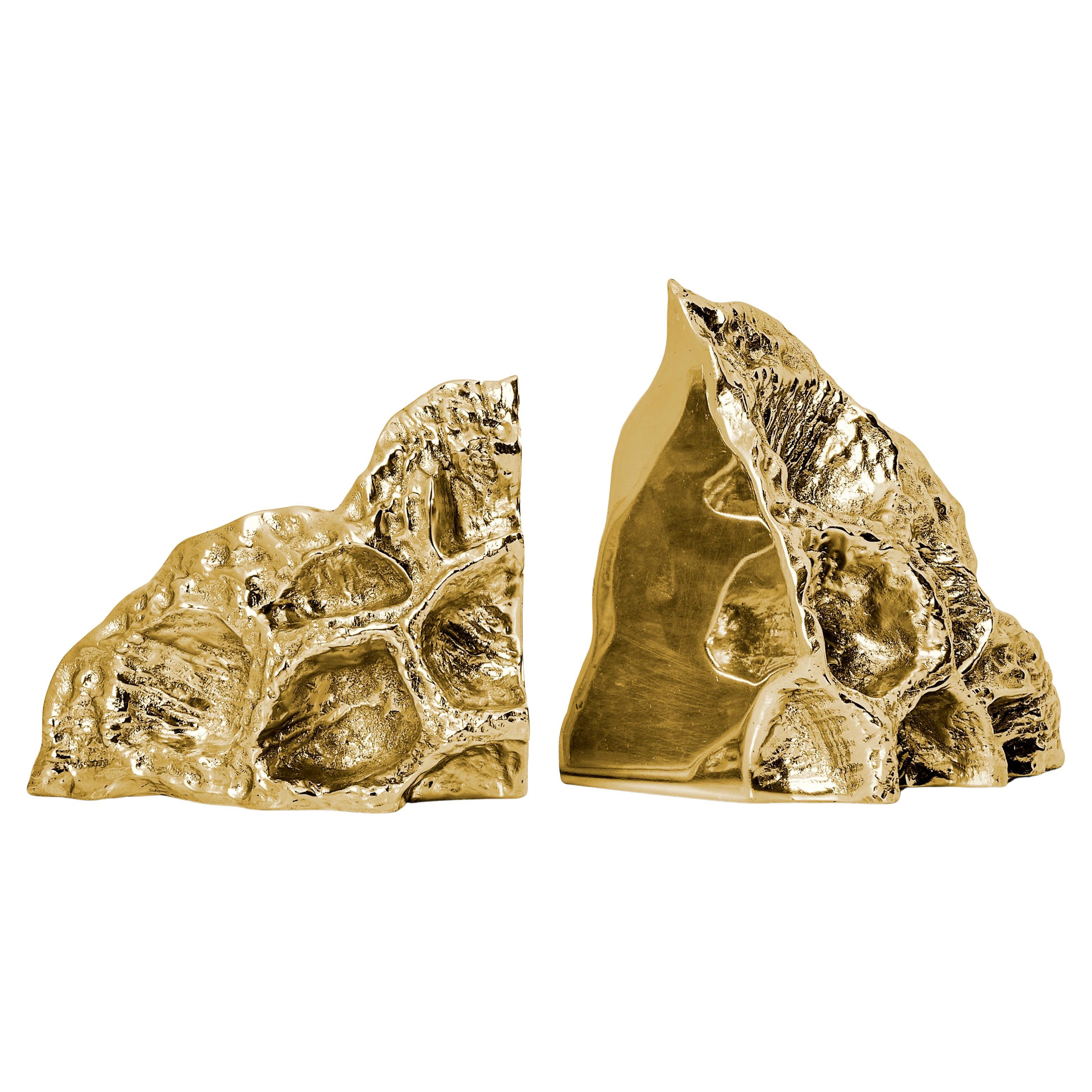 Lotus — Handcrafted Brass Bookend for Desk or Display For Sale