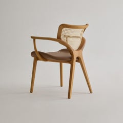 Lotus Dining Chair by Daniel Simonini, Solid Oak & Cane Back