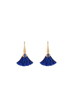 Lotus Earrings in Silk, Vermeil Gold 24k and Zircons by Katerina Makriyianni