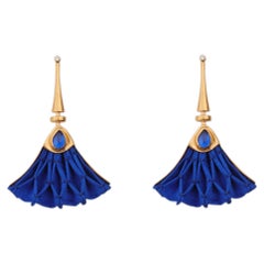Lotus Earrings in Silk, Vermeil Gold 24k and Zircons by Katerina Makriyianni