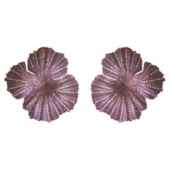 Lotus Earrings in Titanium 18kt Gold & Diamonds
