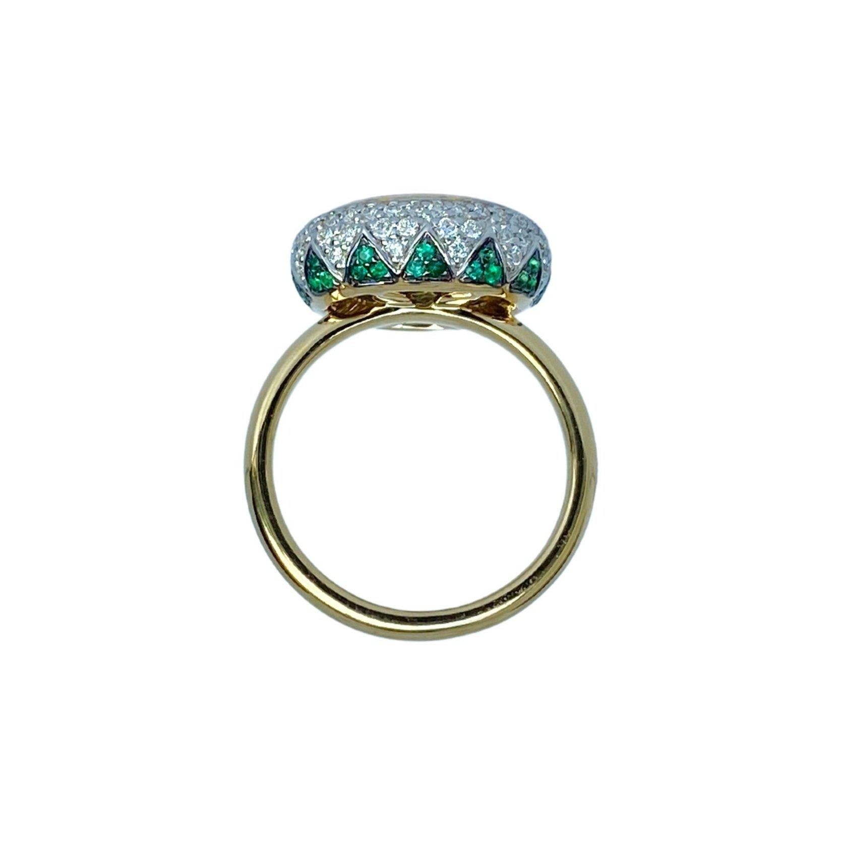 Lotus East West Ring with 4ct Ceylon Blue Sapphire, Emerald and Diamonds For Sale 2
