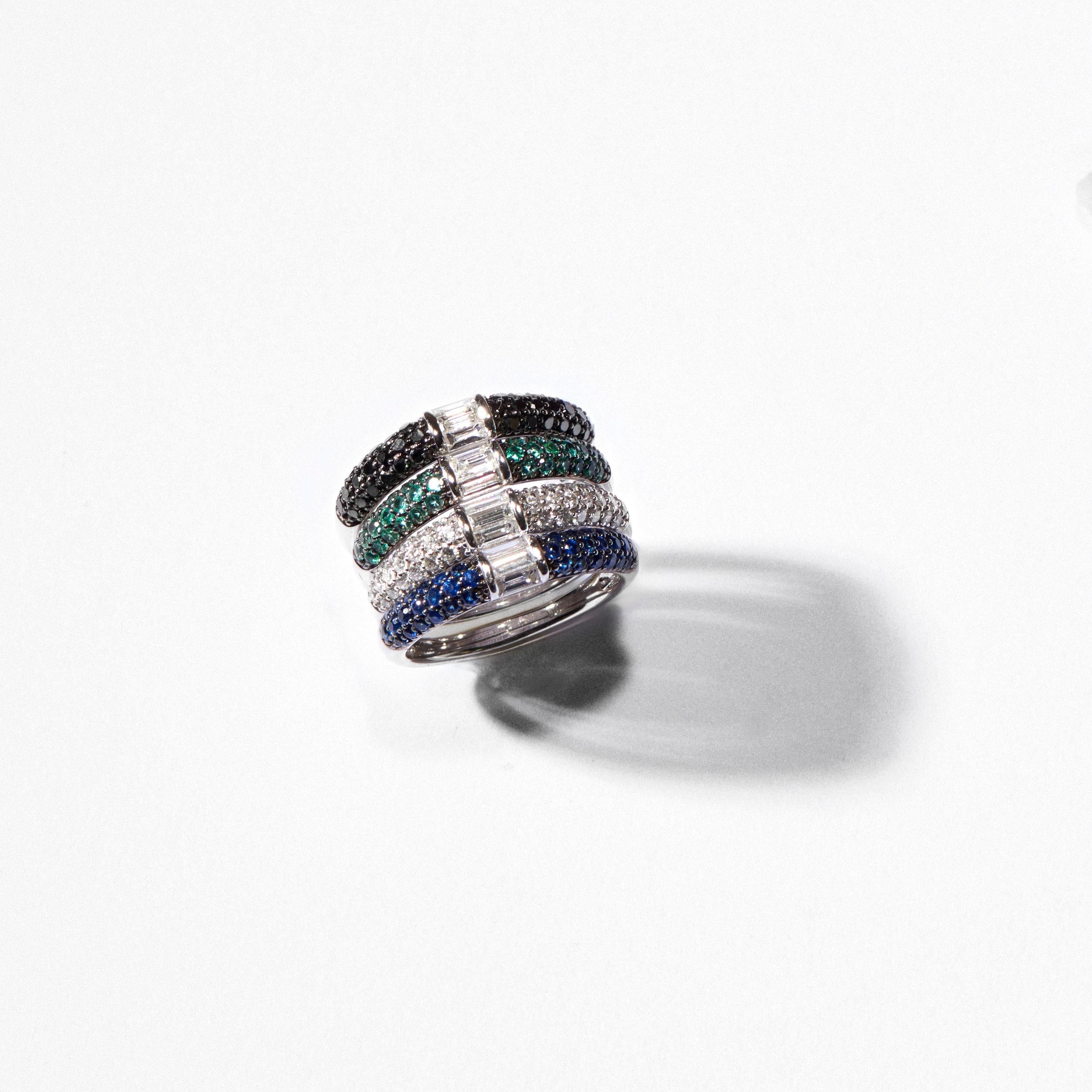 Lotus Eternity Band with Blue Sapphire Petals and Pave Diamonds 3