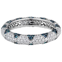 Lotus Eternity Band with Blue Sapphire Petals and Pave Diamonds