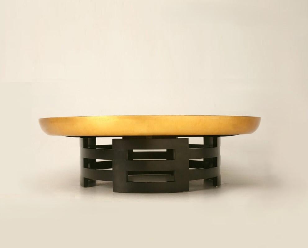 Feuille d'or Table basse Lotus Faux Tortoisehell de Muller & Barringer pour Kittinger en vente