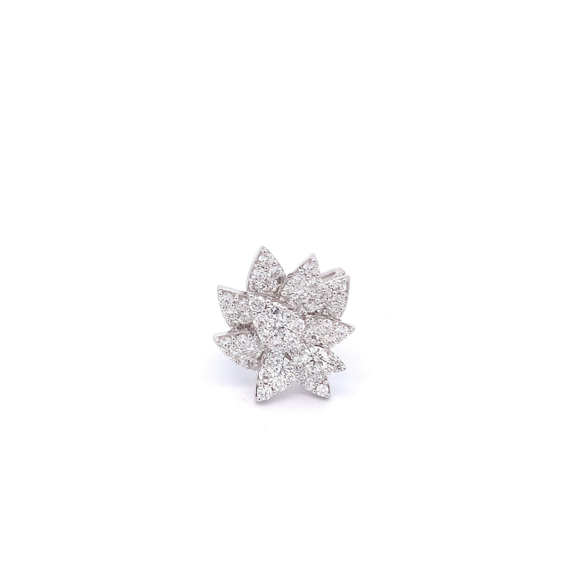 Lotus Flower Diamond Cocktail Ring In New Condition For Sale In Los Angeles, CA