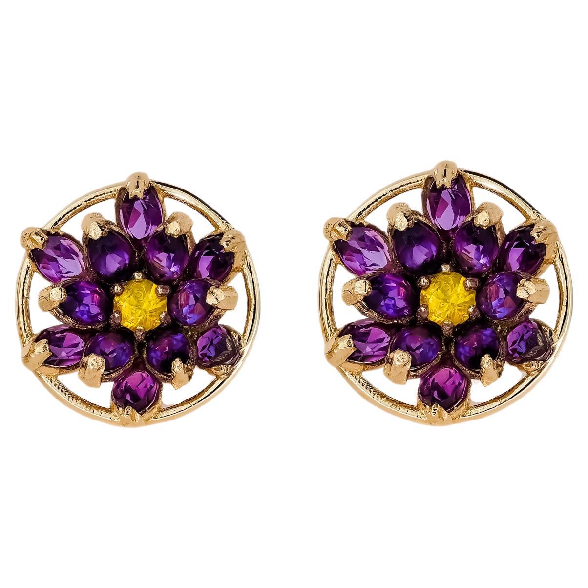 14kt Gold Earrings Blue's New Golden Bestie-Gold Sapphire Earrings