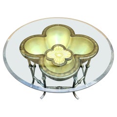 Lotus Flower Glass Cocktail Side End Table 3 Dimensional