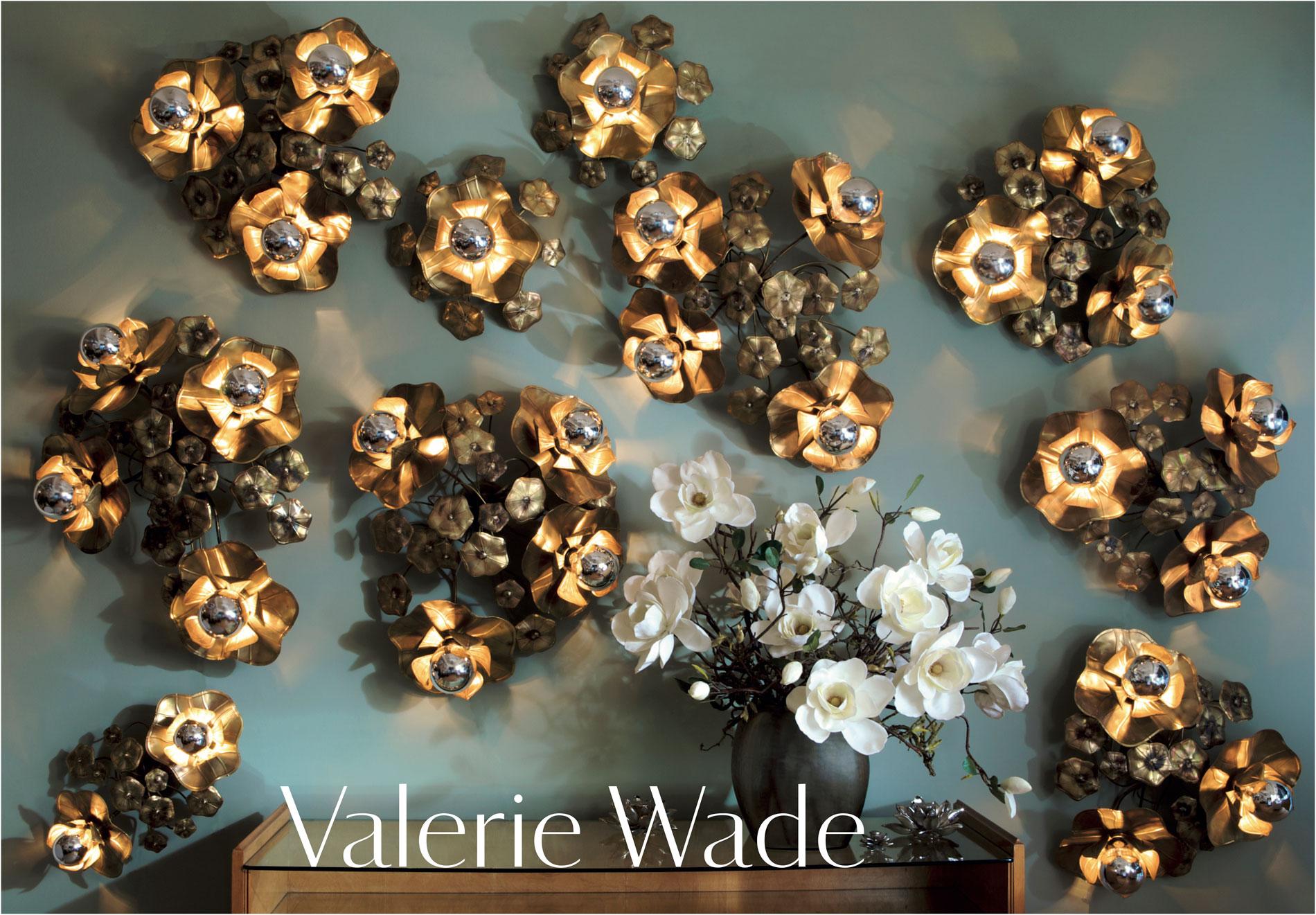 Silver Large Triple Lotus Brass Flower Light for wall or ceiling For Sale