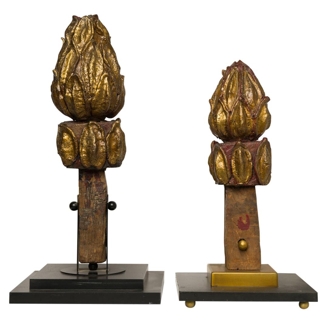 Lotus Flower Old Finial Sculptures For Sale