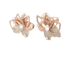 Lotus Flower Cubic Zirconia Crystal Earrings in 925 Silver Luxury Jewelry Gift