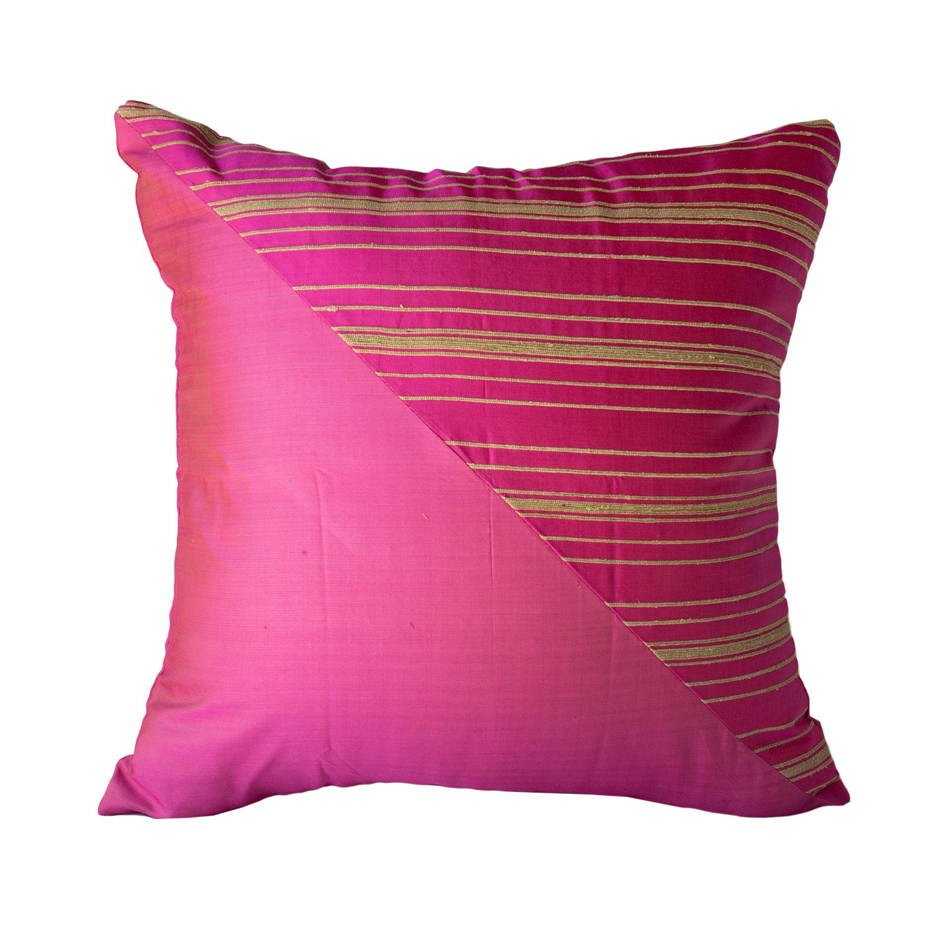 Lotus Flower and Silk Pillow from Myanmar, Hot Pink For Sale 1