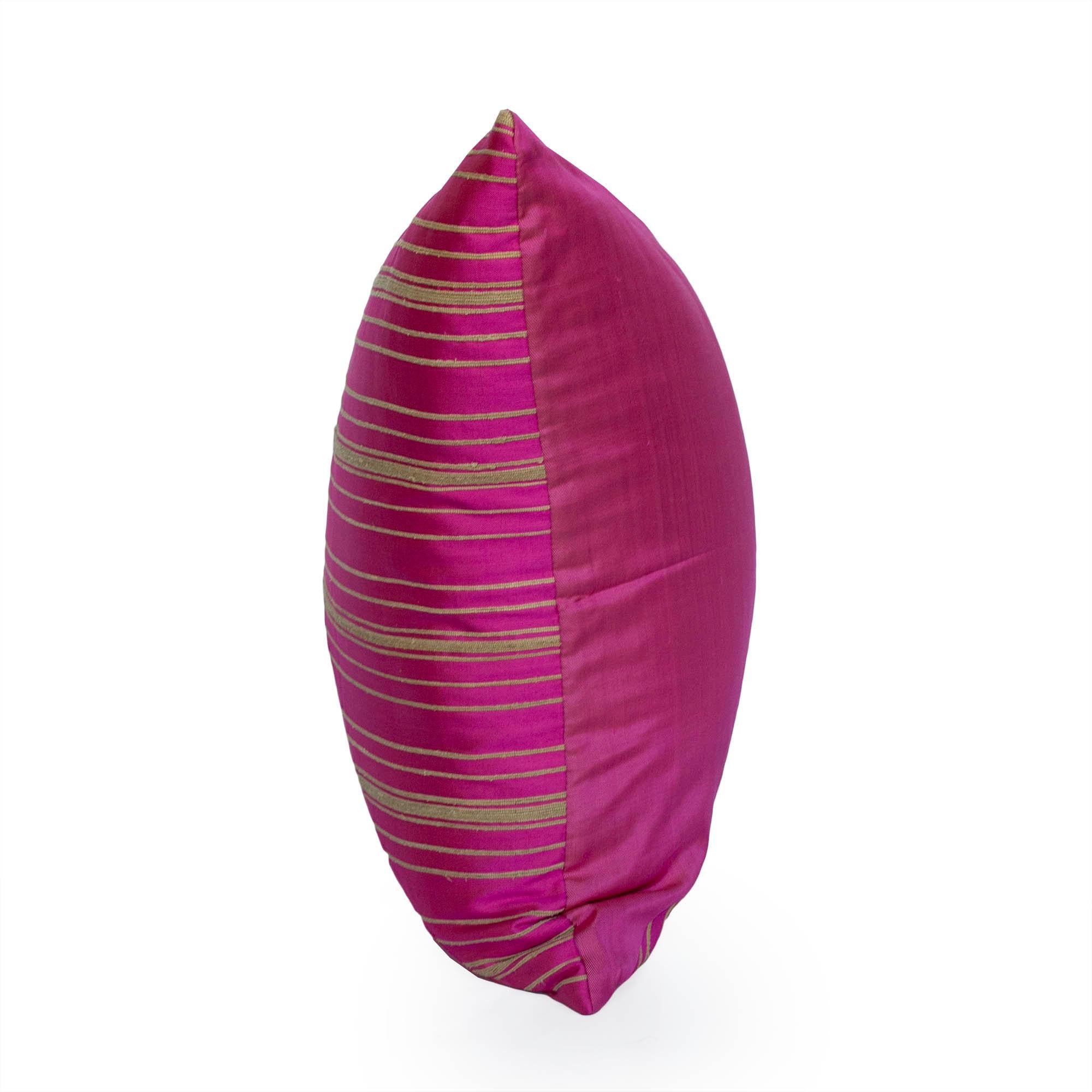 Lotus Flower and Silk Pillow from Myanmar, Hot Pink For Sale 2