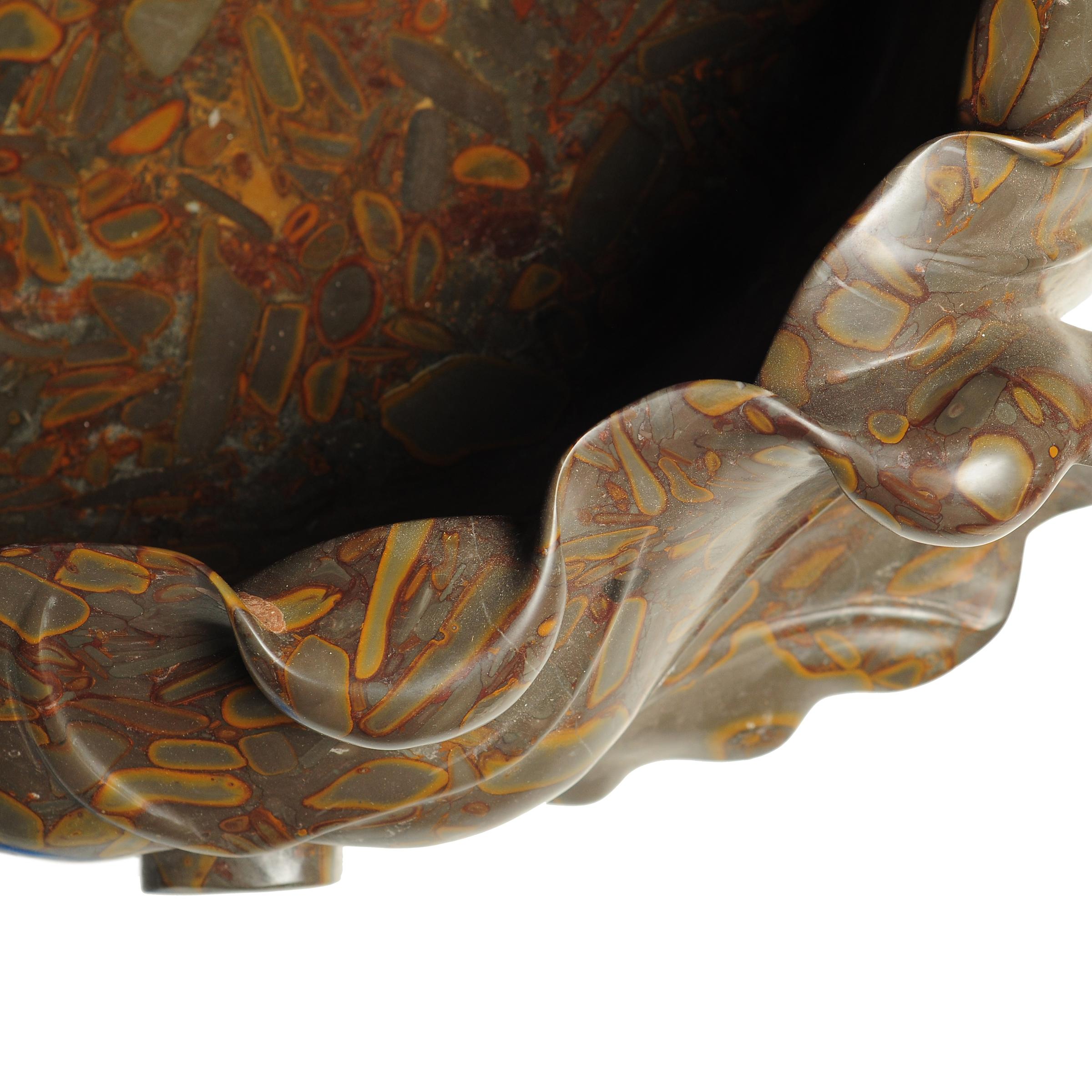 Lotus Form Puddingstone Basin In Good Condition For Sale In Chicago, IL