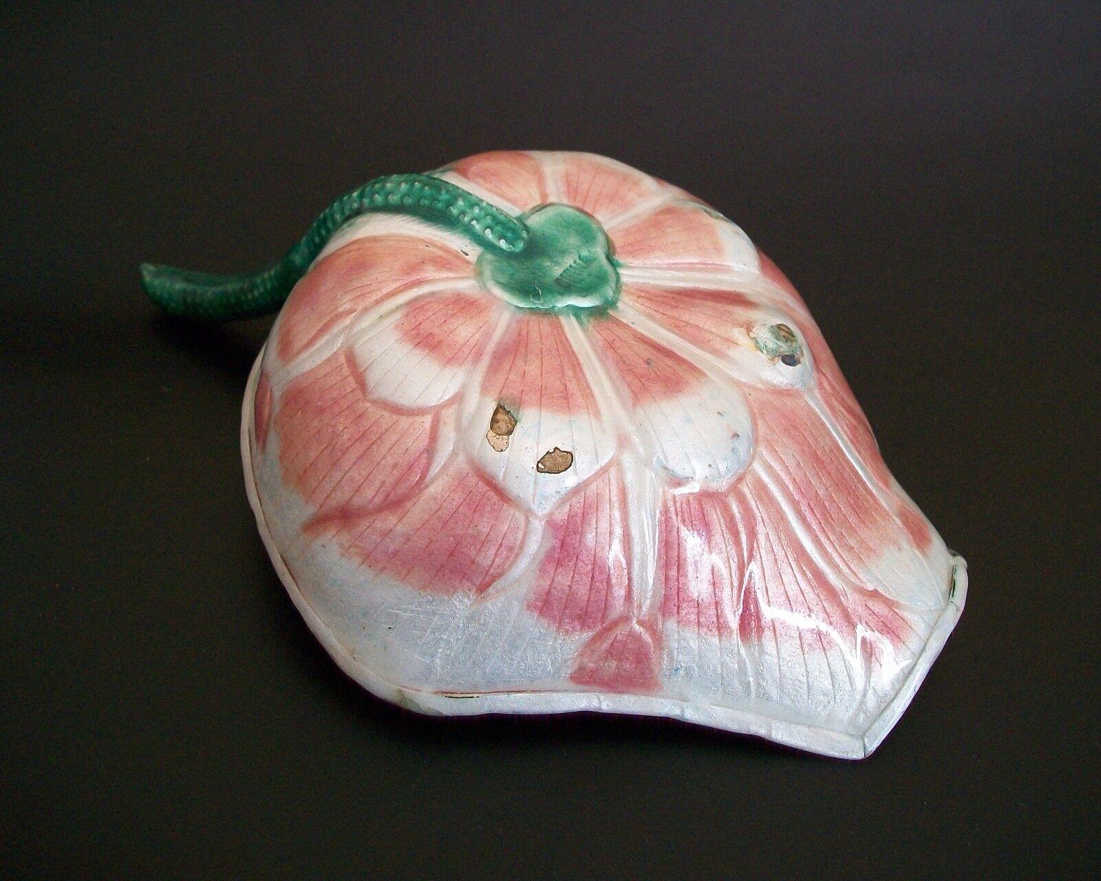 Chinese Export Lotus Form 'Water Dropper' - Enamel Decoration on Copper - China - Mid 20th C. For Sale