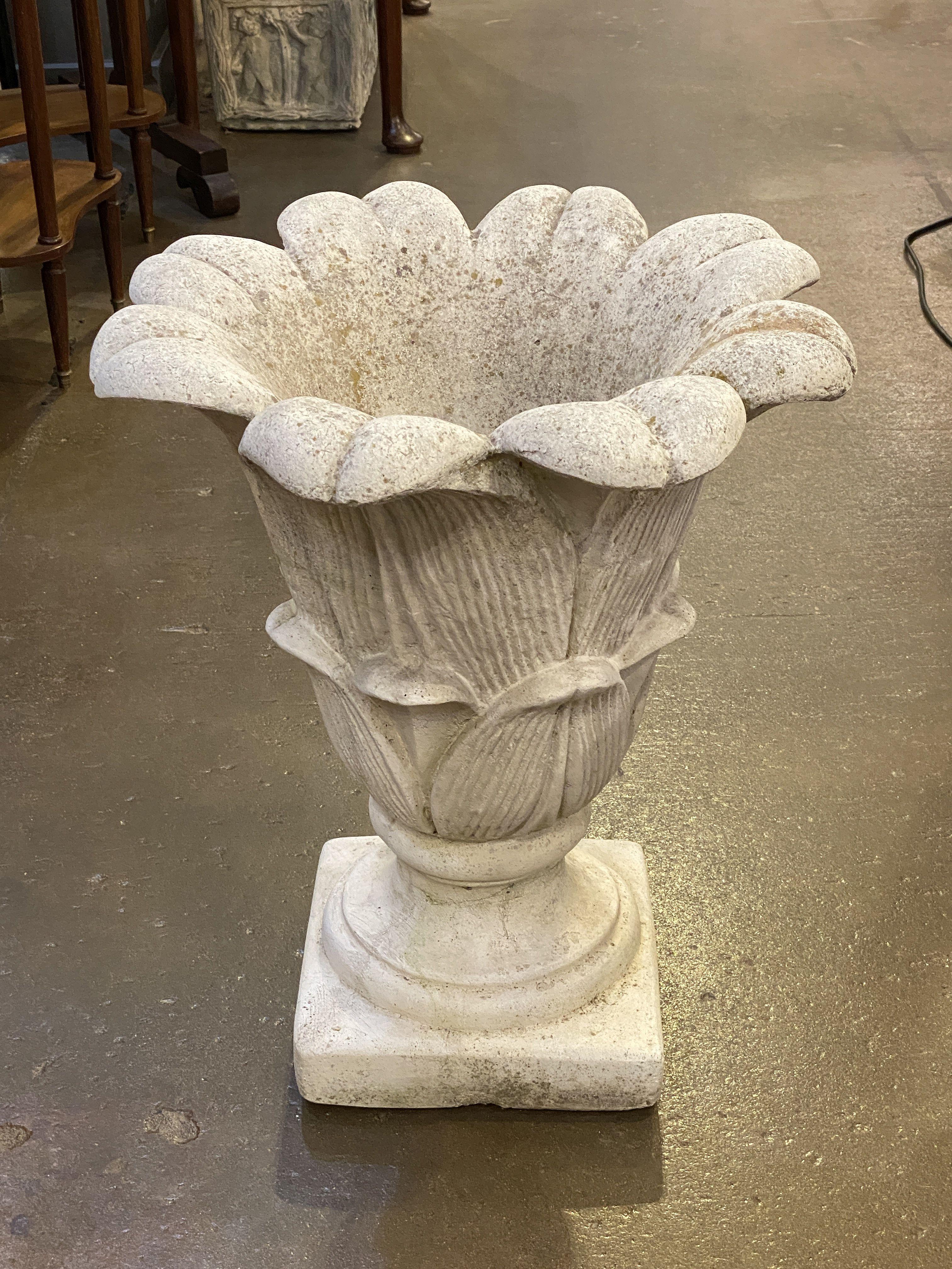 Lotus Garden Stone Planter Pot or Urn from Italy For Sale 5
