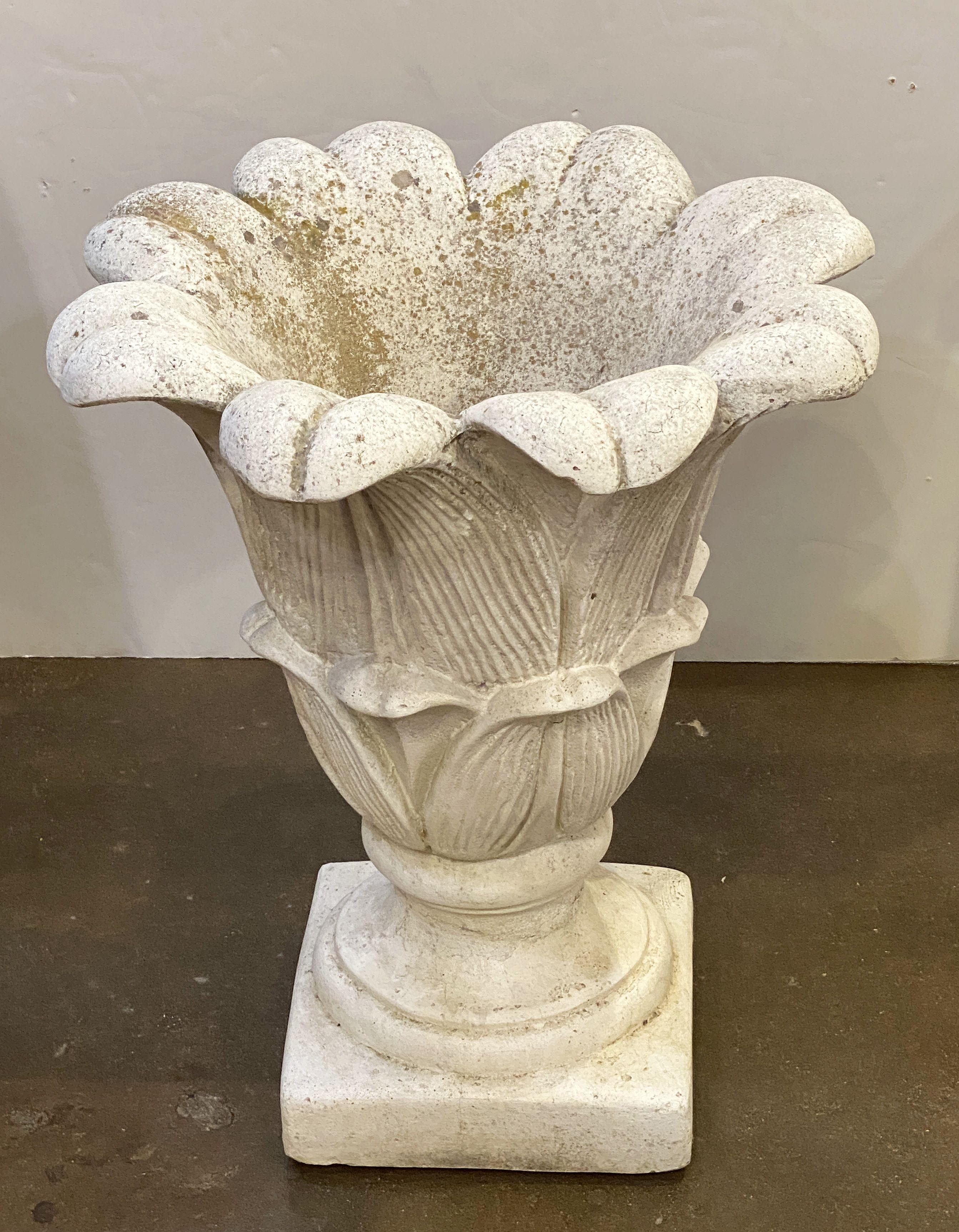 Lotus Garden Stone Planter Pot or Urn from Italy For Sale 9